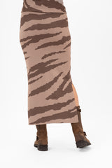 Eleanor Skirt Deep Brown/Taupe-kjol