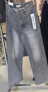 Foly Rose wide jeans sparkle grå