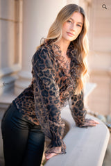 PRISCILLA BLOUSE HAZEL/BLACK LEO