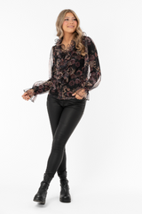 MONROE BLOUSE BLACK/ROSE/CHAMPAGNE