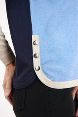 Långärmad stickad - Blåmix - Knappdetalj BRANDTEX