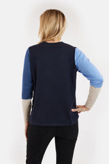 Långärmad stickad - Blåmix - Knappdetalj BRANDTEX