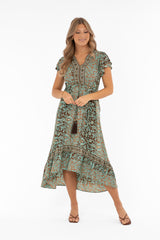 Hollis dress azur/coffee/gold