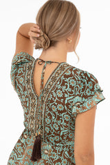 Hollis dress azur/coffee/gold