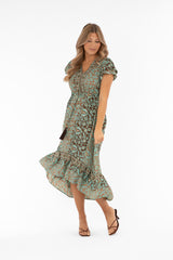 Hollis dress azur/coffee/gold
