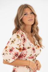 AVELINE DRESS CREME/ROSE