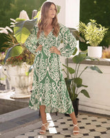DARIA DRESS SPRING GREEN/CREME