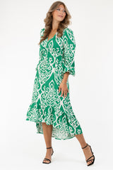 DARIA DRESS SPRING GREEN/CREME