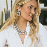 Sparkle crystal necklace, silver