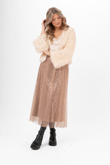 CHERIE TULLE SKIRT TOFFEE BROWN KJOL