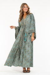 Malika dress aqua/creme/gold