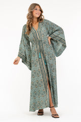 Malika dress aqua/creme/gold