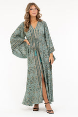 Malika dress aqua/creme/gold