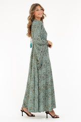 Malika dress aqua/creme/gold