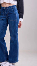 Toxik jeans raka vida mellanblå