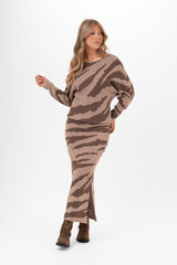 Eleanor Skirt Deep Brown/Taupe-kjol