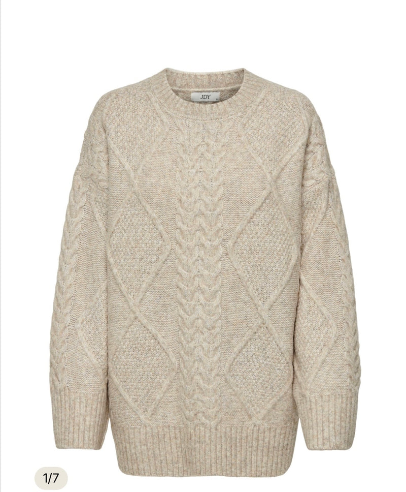 Silja lång kabelstickad