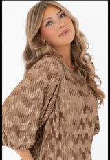 JEWEL PLISSE BLOUSE GOLDEN SAND
