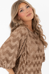 JEWEL PLISSE BLOUSE GOLDEN SAND