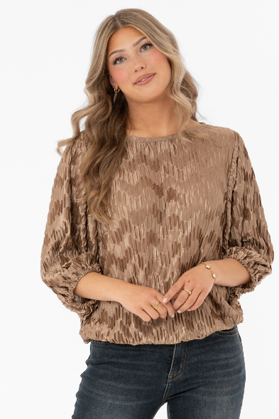 JEWEL PLISSE BLOUSE GOLDEN SAND