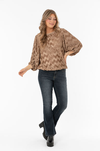 JEWEL PLISSE BLOUSE GOLDEN SAND