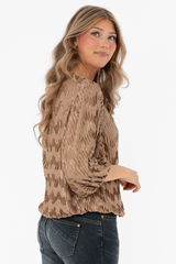 JEWEL PLISSE BLOUSE GOLDEN SAND