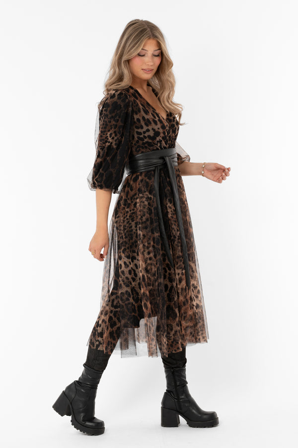 PRISCILLA TULLE DRESS HAZEL/BLACK