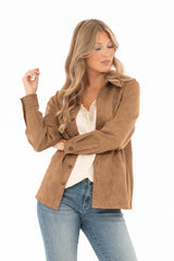 RAE SUEDE SHIRT COGNAC