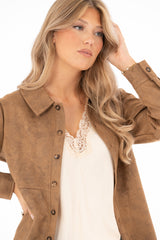 RAE SUEDE SHIRT COGNAC