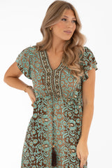 Hollis dress azur/coffee/gold