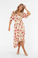 AVELINE DRESS CREME/ROSE