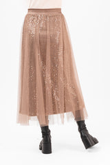 CHERIE TULLE SKIRT TOFFEE BROWN KJOL