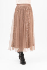 CHERIE TULLE SKIRT TOFFEE BROWN KJOL
