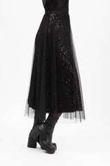 CHERIE TULLE SKIRT TOFFEE BROWN KJOL