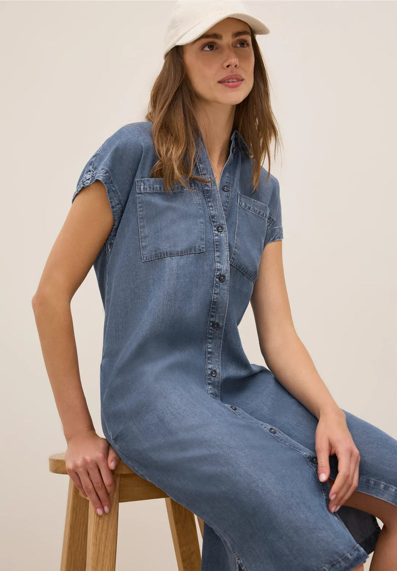 Lyocell klänning i denim look