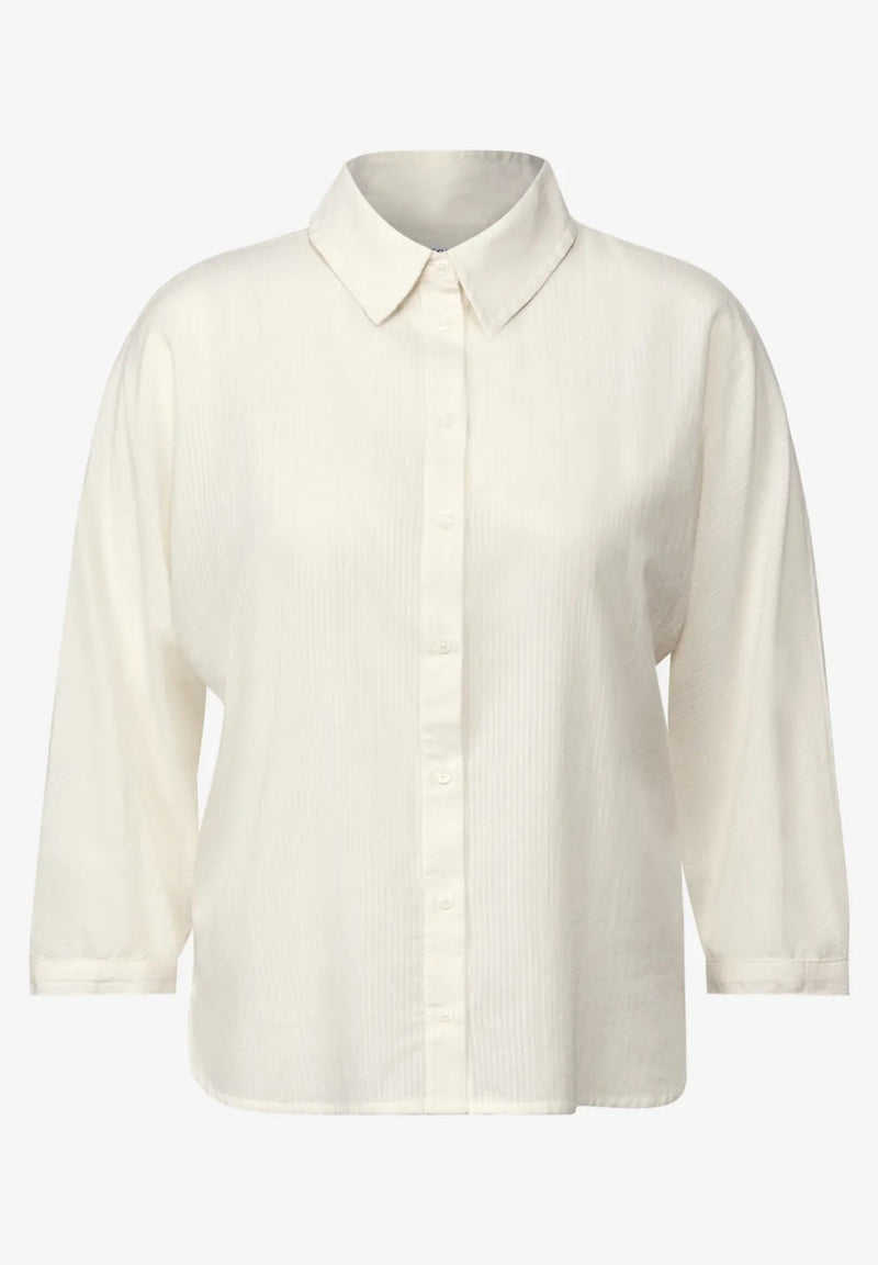 Cecil solid stripe blouse  vanilla white