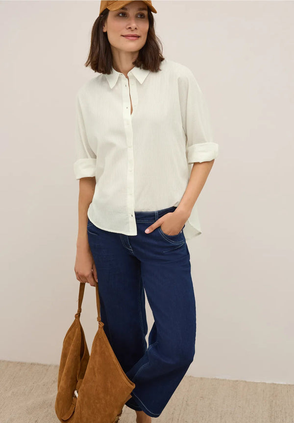 Cecil solid stripe blouse  vanilla white