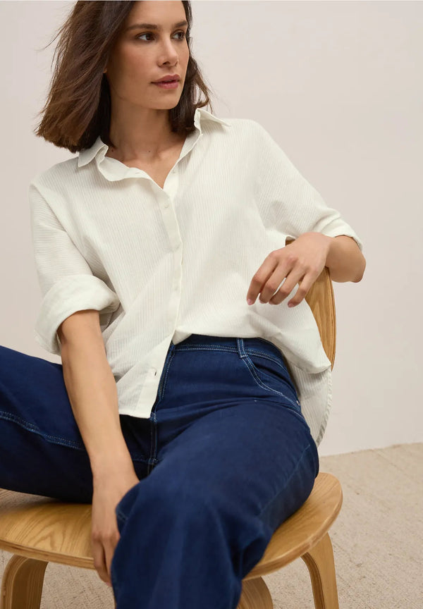Cecil solid stripe blouse  vanilla white