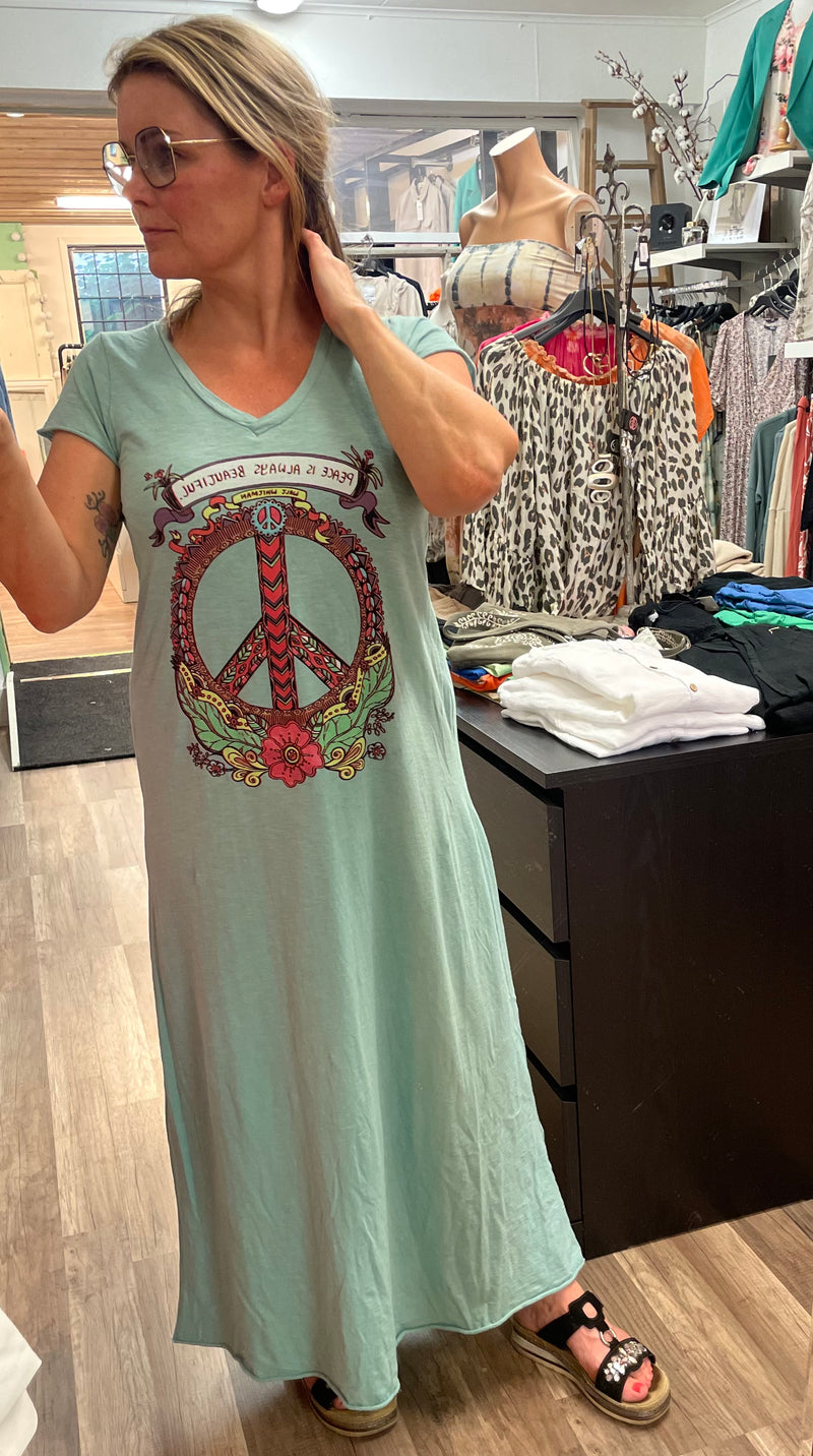 Peace klänning turkose